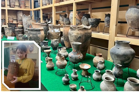 郷土資料館「いかりん館」の触って体験する縄文式土器