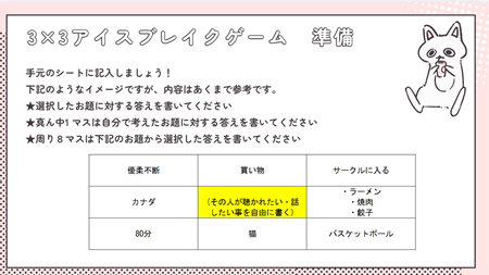 3×3アイスブレイクゲーム